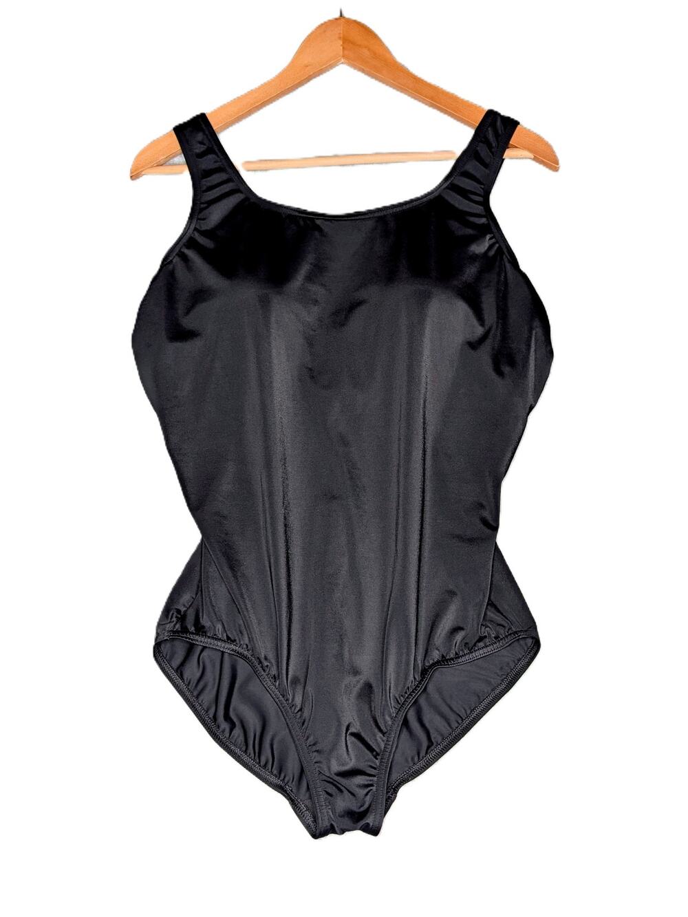 Lands’ End One Piece Swimsuit 16W Long Black Classic Minimalist Timeless UPF 50